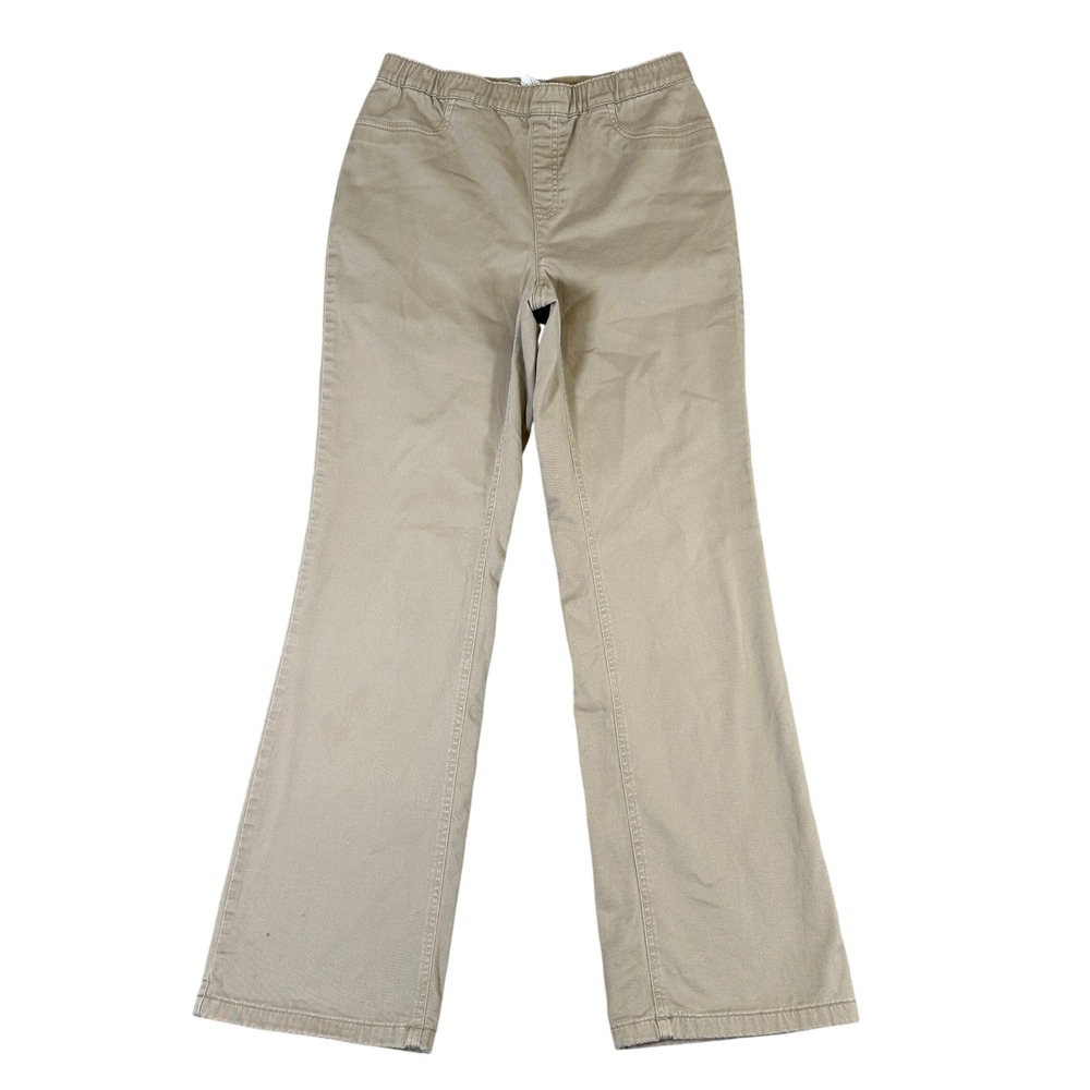 LL Bean Classic Fit Straight Flannel Lined Pants Khaki Tan Tall 8T 273539